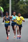 Haile Gebrselassie leads Mo Farah and Kenenisa Bekele in the BUPA Great North Run.